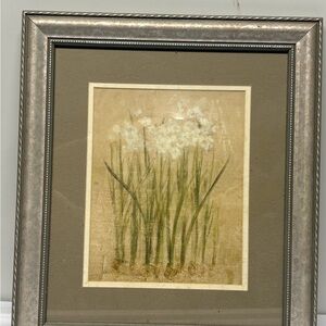 Botanical Art Print with Silver Frame 17”H x 14.5”W